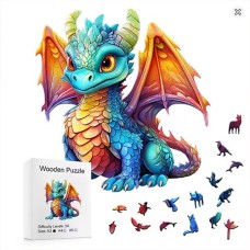 Holzpuzzle farbiger Drache