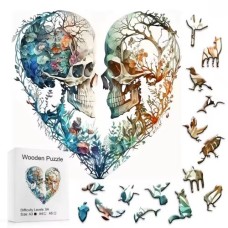 Holzpuzzle Totenkopf Herz