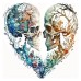 Holzpuzzle Totenkopf Herz