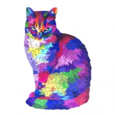Holzpuzzle farbige Katze
