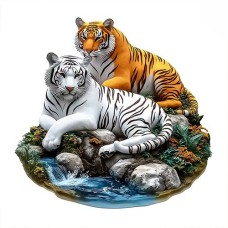 Holzpuzzle weisser Tiger mit Tiger